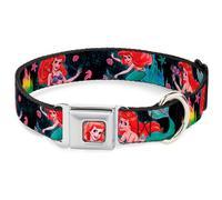 Dog Collar DYBM-Ariel Face2 Turquoise Ariel Underwater Poses/Palace Silhouette W
