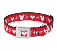 Dog Collar DYCFW-Disney Holiday Mickey Mouse Heart Sweater Stitch Full Color Red