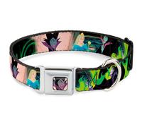 Dog Collar DYCI-Maleficent Face2 Full Color Light Pink Glow Princess Aurora & Ma