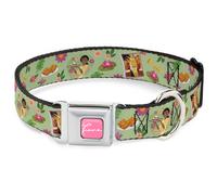 Dog Collar DYCMI-The Princess and the Frog TIANA Script Full Color Pink/White Th