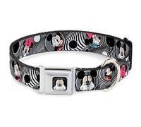 Dog Collar DYCU-Mickey Mouse Expression3 Full Color Black Mickey & Minnie Peek-a