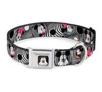 Dog Collar DYCU-Mickey Mouse Expression3 Full Color Black Mickey & Minnie Peek-a