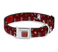 Dog Collar DYDA-Queen's Heart Full Color Reds/Gold Queen of Hearts Poses/Hearts/