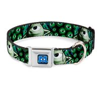 Dog Collar DYDH-Monsters University Logo Full Color Blue/White Mike Poses/Eyebal