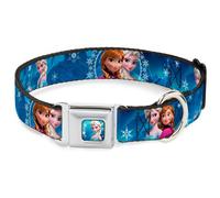 Dog Collar DYDU-Frozen Elsa the Snow Queen Pose/Snowflakes Full Color Blue/White