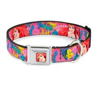 Dog Collar DYDY-Ariel Face4 Full Color Pink/Blue Ariel/Flounder/Fish Trio Poses