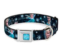 Dog Collar DYEA-FROZEN Logo Full Color Blues Elsa the Snow Queen Poses PERFECT A