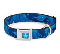 Dog Collar DYEJ-Little Mermaid Starfish Full Color Blues Ariel Silhouette Poses/