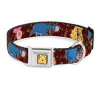 Dog Collar DYFA-Winnie the Pooh Face Radial Brown Fade Winnie the Pooh Character
