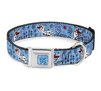 Dog Collar DYGB-Frozen Cloud/Heart Raindrop Sketch Full Color Blues/Black Olaf H