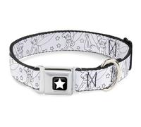 Dog Collar DYHE-Tinker Bell Star Full Color Black/White Tinker Bell Poses/Stars