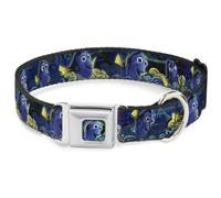 Dog Collar DYHQ-Dory Pose2/Swirls Full Color Blues/Yellows Dory Poses/Swirls Blu