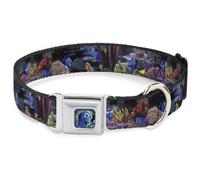 Dog Collar DYJC-Dory Pose3/Swirls Full Color Blues Dory 4-Hiding Poses Under the