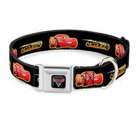 Dog Collar DYKM-Disney CARS 3 Emblem Black/Silver/Reds Cars 3 LIGHTNING MCQUEEN