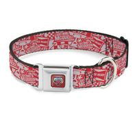 Dog Collar DYLY-0 Cars 3 LIGHTNINING MCQUEEN Icons Collage White/Red WIDE-Large