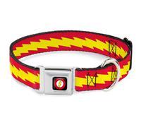 Dog Collar FLA-Flash Logo Black The Flash Bolt Stripe Red/Yellow WIDE-Small