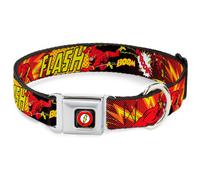 Dog Collar FLA-Flash Logo Black The Flash BOOM-KABOOM WIDE-Large 20-31"