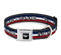 Dog Collar FM-Ford Mustang Emblem Mustang/Te t w/Tri-Bar Stripe WIDE-Large 20-31