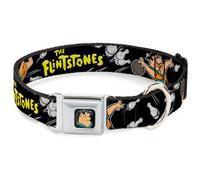 Dog Collar FSE-Fred Face Black THE FLINTSTONES Fred Bowling Poses/Bowling Pins B