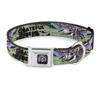 Dog Collar GDBK-GRATEFUL DEAD Text with Steal Your Face Logo Full Color Black Gr