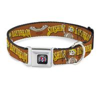 Dog Collar GDBK-GRATEFUL DEAD Text with Steal Your Face Logo Full Color Black Gr