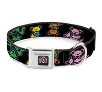 Dog Collar GDBK-GRATEFUL DEAD Text with Steal Your Face Logo Full Color Black Gr