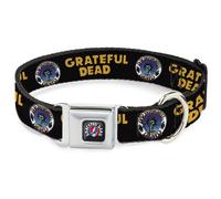 Dog Collar GDBK-GRATEFUL DEAD Text with Steal Your Face Logo Full Color Black GR