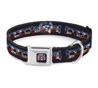 Dog Collar GDBK-GRATEFUL DEAD Text with Steal Your Face Logo Full Color Black Gr