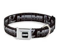 Dog Collar HEA-HEMI Bold Full Color Black/White HEMI 5.7 LITER Black/White/Silve