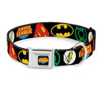 Dog Collar JLG-Justice League Shield Full Color Black/Blue/Red/Yellow Justice Le