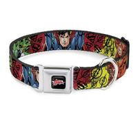 Dog Collar JLO-JUSTICE LEAGUE Star Logo Black/Silver-Fade/Red Justice League New