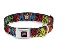 Dog Collar JLO-JUSTICE LEAGUE Star Logo Black/Silver-Fade/Red Justice League New