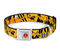Dog Collar LTA-Looney Tunes Logo White DAFFY DUCK w/Poses Yellow/Black Small 9.5