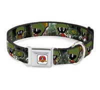 Dog Collar LTA-Looney Tunes Logo White Marvin the Martian 4-Poses Galaxy WIDE-La