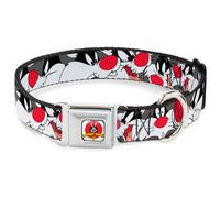 Dog Collar LTA-Looney Tunes Logo White Sylvester the Cat Expressions Gray Large