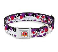 Dog Collar LTA-Looney Tunes Logo White Sylvester the Cat Expressions Purple Smal
