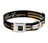 Dog Collar PEXA-THE POLAR EXPRESS Text Logo Full Color Black/Golds POLAR EXPRESS