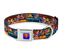 Dog Collar SMC-Superman Blue SUPERMAN Action Blocks Red/Blue WIDE-Medium 16-23"