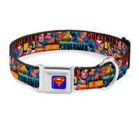 Dog Collar SMC-Superman Blue SUPERMAN Action Blocks Red/Blue WIDE-Small 13-17"