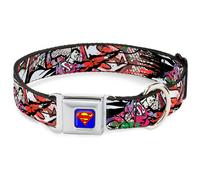 Dog Collar SMC-Superman Blue Superman Color Flying Bricks Scene Medium 11-16.5"
