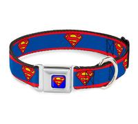 Dog Collar SMC-Superman Blue Superman Shield/Stripe Red/Blue Large 15-24"