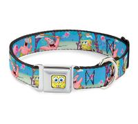 Dog Collar SQA-Sponge Bob 3-D Face CLOSE-UP Full Color SpongeBob & Patrick Starf
