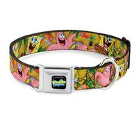 Dog Collar SQM-SpongeBob SquarePants Logo Full Color Black SpongeBob & Patrick S