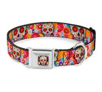 Dog Collar TYA-Sugar Skull Starburst Full Color Black/Multi Color Sugar Skull St