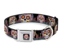 Dog Collar TYY-Tranquility Beats Calavera/Floral Equalizer Full Color Black/Mult