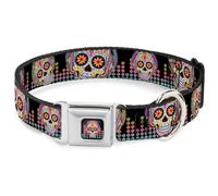 Dog Collar TYY-Tranquility Beats Calavera/Floral Equalizer Full Color Black/Mult