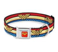 Dog Collar WWA-Wonder Woman Red Wonder Woman Logo Stripe/Stars Red/Gold/Blue/Whi