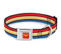 Dog Collar WWA-Wonder Woman Red Wonder Woman Stripe/Stars Red/Gold/Blue/White WI
