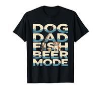 Dog Dad Fish Beer Mode Festa del papà Maglietta