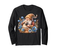 Dog Daddy Gnome Floral Graphic For Pug Grandma Who Love Pugs Maglia a Manica